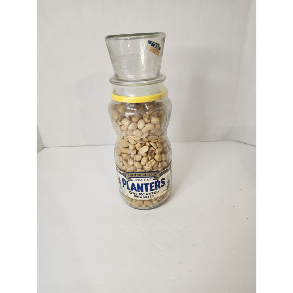 VTG Limited Ed Holiday 1997? Planters DryRoasted Peanuts Decanter/Jar Glass 18oz